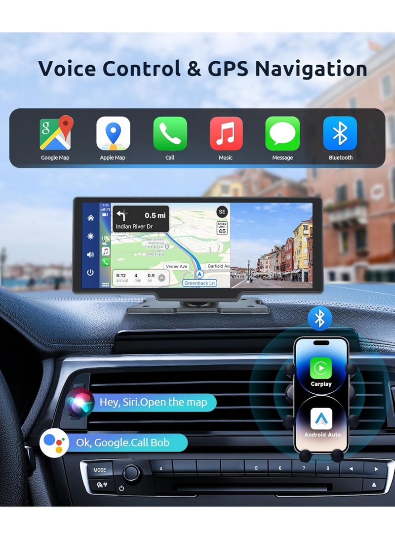 Portable Wireless Apple Carplay Car Stereo, 9.3 HD IPS Touchscreen Car Radio Support Bluetooth/Maps Navigation/Wireless Android Auto/AUX/TF,Built in Front View Camera,Loop Recording - Image 2